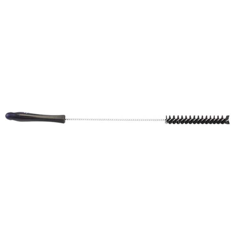 Black Vikan® Stainless Steel Tube Brush with Medium Polyester Bristles & Polypropylene Handle - 0.8" Dia. x 19.7" L