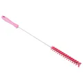 Pink Vikan® Stainless Steel Tube Brush with Medium Polyester Bristles & Polypropylene Handle - 0.8" Dia. x 19.7" L