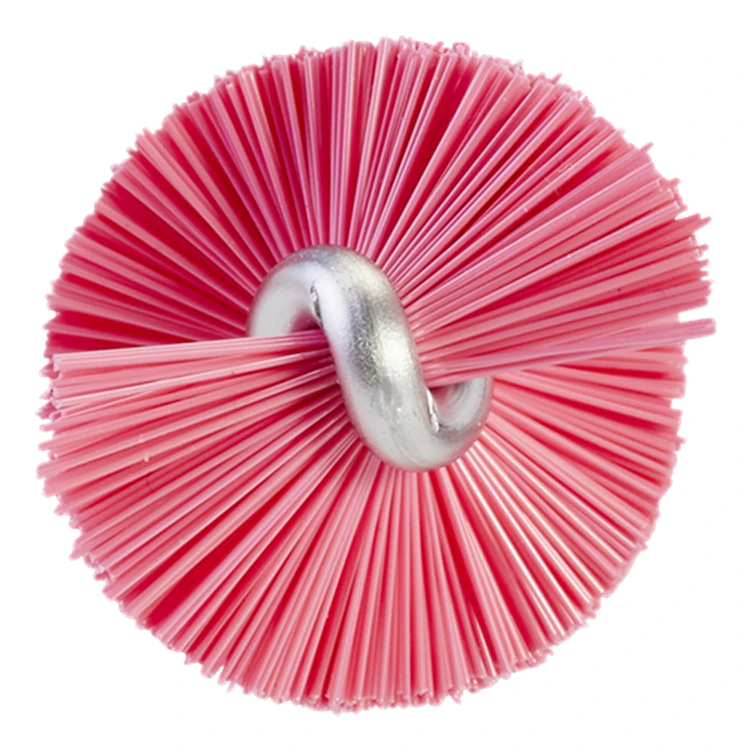 Pink Vikan® Stainless Steel Tube Brush with Medium Polyester Bristles & Polypropylene Handle - 0.8" Dia. x 19.7" L