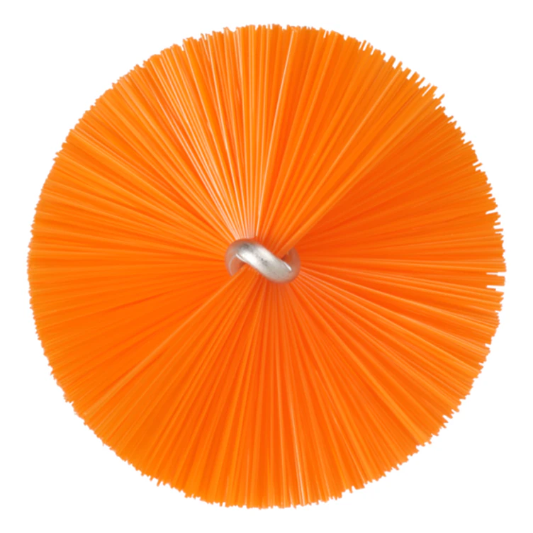 Orange Vikan® Stainless Steel Tube Brush with Medium Polyester Bristles & Polypropylene Handle - 2" Dia. x 19.7" L