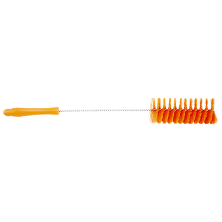 Orange Vikan® Stainless Steel Tube Brush with Medium Polyester Bristles & Polypropylene Handle - 2.4" Dia. x 19.7" L
