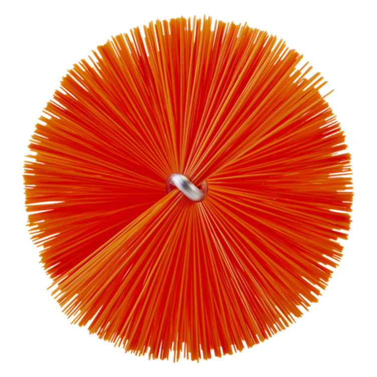 Orange Vikan® Stainless Steel Tube Brush with Medium Polyester Bristles & Polypropylene Handle - 2.4" Dia. x 19.7" L