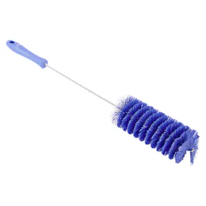 Purple Vikan® Stainless Steel Tube Brush with Medium Polyester Bristles & Polypropylene Handle - 2.4" Dia. x 19.7" L