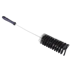 Black Vikan® Stainless Steel Tube Brush with Medium Polyester Bristles & Polypropylene Handle - 2.4" Dia. x 19.7" L