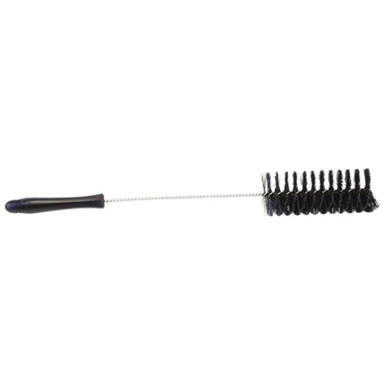 Black Vikan® Stainless Steel Tube Brush with Medium Polyester Bristles & Polypropylene Handle - 2.4" Dia. x 19.7" L