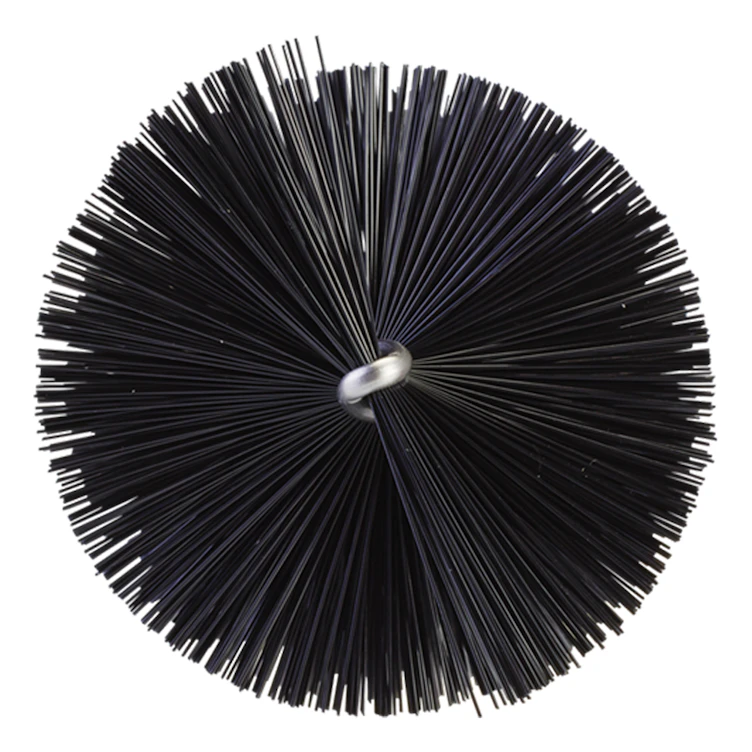 Black Vikan® Stainless Steel Tube Brush with Medium Polyester Bristles & Polypropylene Handle - 2.4" Dia. x 19.7" L