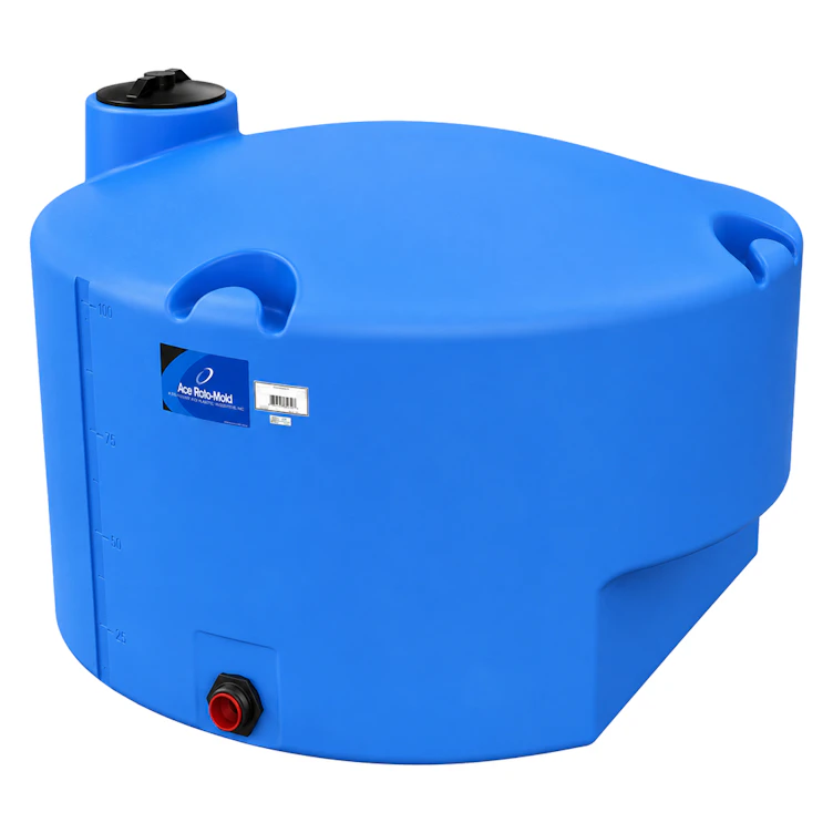 450 Gallon Blue MDPE Pick-Up Truck Bed Tank with 8" Lid - 62" Dia. x 41" Hgt.
