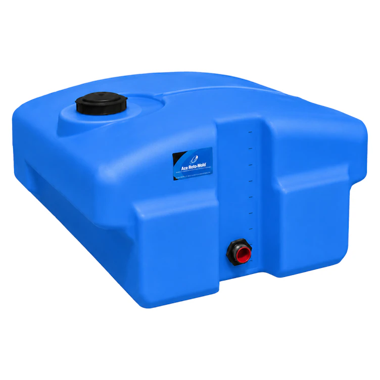 205 Gallon Blue MDPE Low-Profile Pick-Up Truck Bed Tank with 7" Lid - 52" L x 52" W x 26" Hgt.