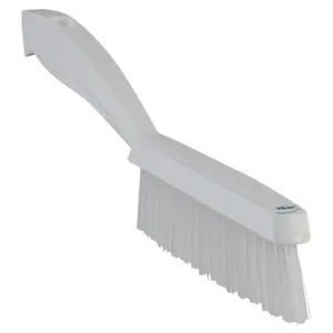 11.8" White Polypropylene Vikan® Narrow Hand Brush with Short Handle & Extra Stiff Polyester Bristles