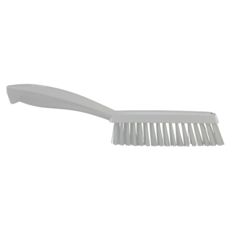 11.8" White Polypropylene Vikan® Narrow Hand Brush with Short Handle & Extra Stiff Polyester Bristles
