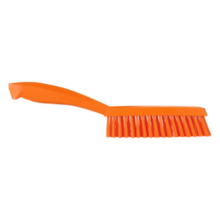 11.8" Orange Polypropylene Vikan® Narrow Hand Brush with Short Handle & Extra Stiff Polyester Bristles