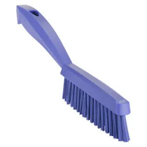 11.8" Purple Polypropylene Vikan® Narrow Hand Brush with Short Handle & Extra Stiff Polyester Bristles