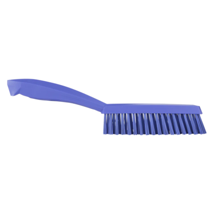11.8" Purple Polypropylene Vikan® Narrow Hand Brush with Short Handle & Extra Stiff Polyester Bristles