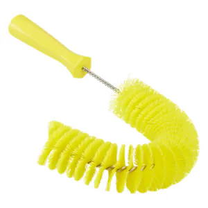 14.2" Yellow Vikan® Stainless Steel Exterior Pipe Brush with Medium Polyester Bristles & Polypropylene Handle