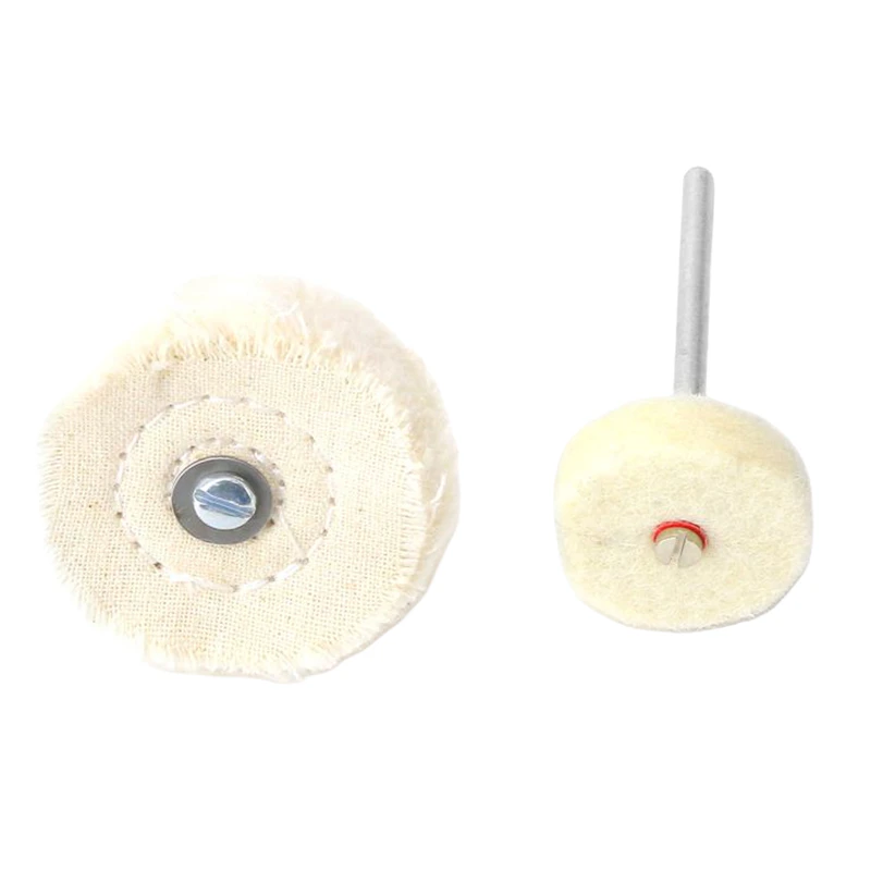 4-Piece Mini Polishing Wheel Kit with (1) Felt Wheel, (1) Buff Wheel & (2) 1/8" Shank Mandrels for Rotary Tools