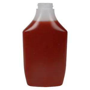15 oz. Transparent Polypropylene Hot-Fill Easy Squeeze Oblong Sauce Bottle with 33/400 Neck (Cap Sold Separately)