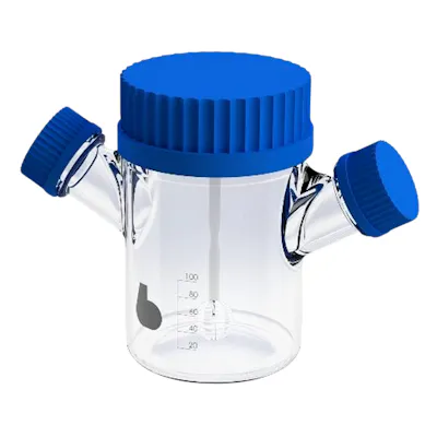 100mL Glass Ball Magnetic Glass Spinner Flask Assembly with 70mm/32mm Blue Caps