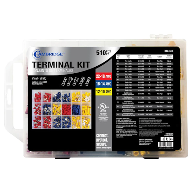 510-Piece Electrical Terminal Assortment Kit for 22 to 10 AWG Wire