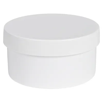 8 oz. White Polypropylene Wide Mouth Round Straight-Sided Jar with 100/400 White Smooth Unlined Cap
