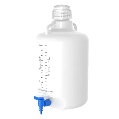 20 Liter Natural HDPE UniStore™ Industrial-Grade Round Carboy with 83mm Natural Screw Cap & Blue Spigot