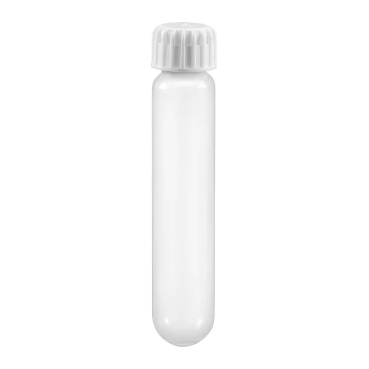 10mL Round Bottom Natural Polypropylene High-Speed Centrifuge Tube with White Screw Cap - Package of 12