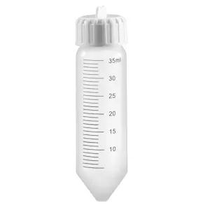 35mL Conical Bottom Natural Polypropylene High-Speed Centrifuge Tube with White Screw Cap, Grip Tab & Graduations - Package of 12