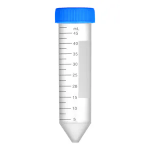50mL Sterile Conical Bottom Natural Polypropylene EmbryoGuard™ MEA-Tested Centrifuge Tube with Blue Screw Cap & Black Graduations - 25 per Bag; 20 Bags per Case
