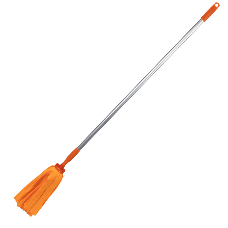 Orange Microfiber Vikan® Socket Mop Head & 49.6" Aluminum Handle with Orange Tip & Cap