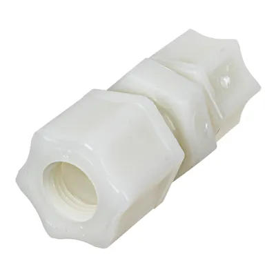 1/2" OD Tube x 3/8" OD Tube Jaco Nylon Reducing Union Tube Fitting with Plastic Gripper - 220 psi
