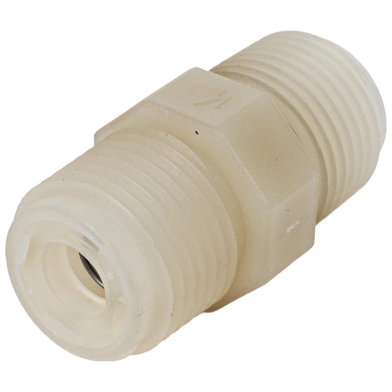 1/2" MNPT x 1/2" MNPT Jaco Natural PVDF Check Valve with Viton™ O-Ring