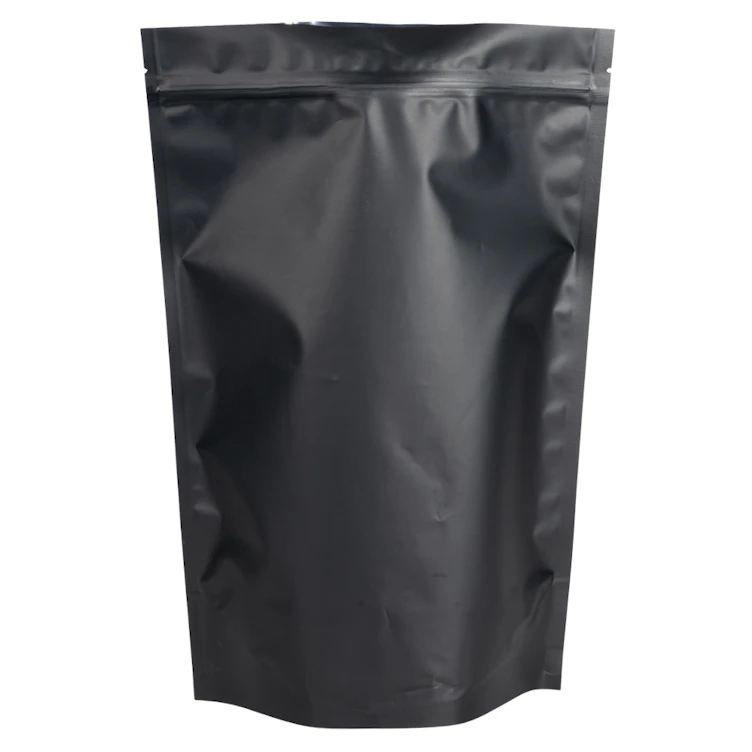 9" W x 13-1/2" L + 4-3/4" BG x 5 mil Thick Black Stand-Up Barrier Zipper Pouch - Case of 500