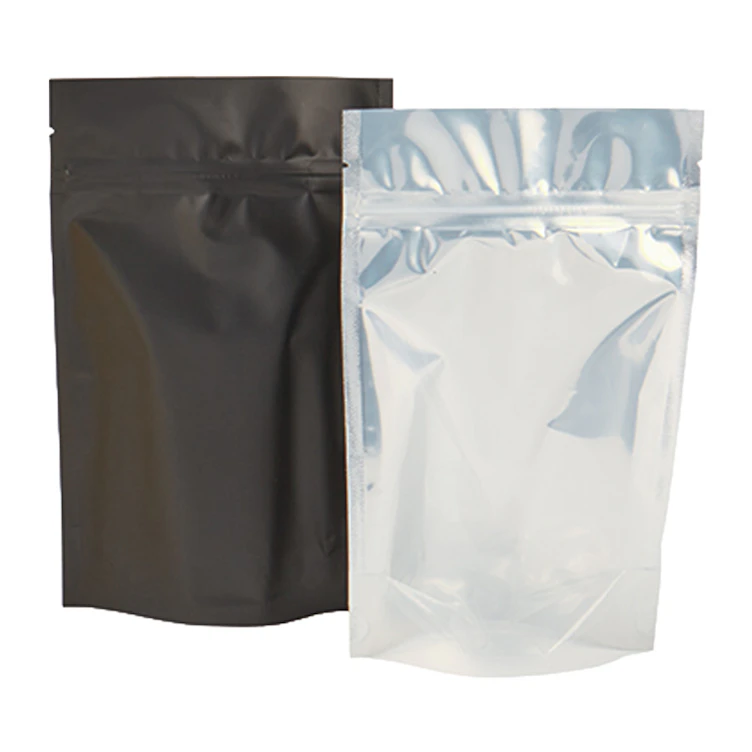 4" W x 6" L + 2" BG x 5 mil Thick Clear Front, Black Back Stand-Up Barrier Zipper Pouch - Case of 2000