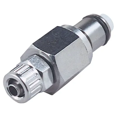 1/4" In-Line Ferruleless PTF LC Series Chrome-Plated Brass Coupling Insert - Shutoff (Body Sold Separately)