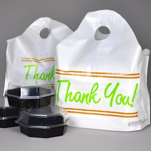 Printed "Thank You" Take Out Bags with Wave Top Handles