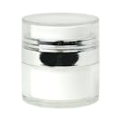 15mL White Acrylic Airless Round Jar with 51mm Cap & Silver Closure