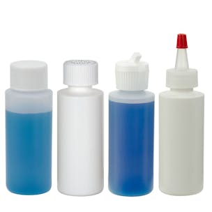 HDPE Cylindrical Sample Bottles with Caps