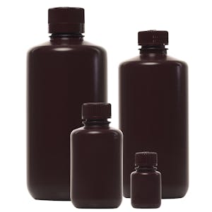 Thermo Scientific™ Nalgene™ Narrow Mouth Economy Amber Bottles with Caps