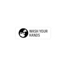 "Wash Your Hands" Rectangular Water-Resistant Polypropylene Label - 3" x 1"