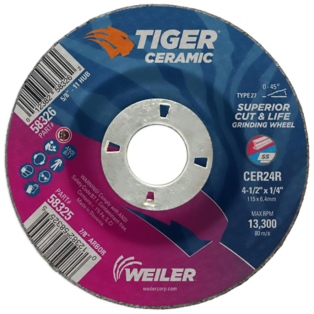 Weiler® Tiger® Ceramic Max Performance Grinding Wheels