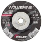 4-1/2" Dia. x 1/4" Thickness x 5/8"-11 Hub Weiler® Wolverine™ Grinding Wheel - Type 27