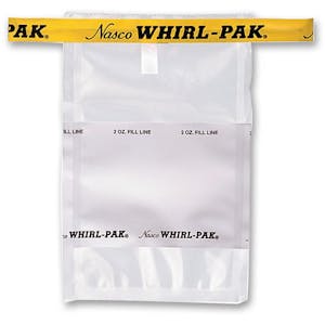 3" x 5" x 2.25 mil 2 oz. Whirl-Pak Sampling Bags with Write-On Blocks