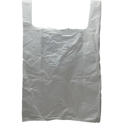 18" x 8" x 28" 0.65 mil White T-Shirt Bags
