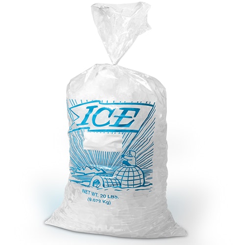 15" x 30" x 2 mil 25 lbs. LDPE Imprinted "ICE" Bags