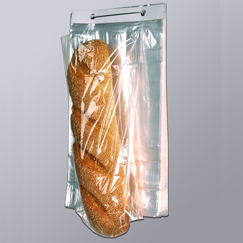 9" x 14" x 1 mil Polypropylene Gusset Bread Bags on Wicket Dispenser