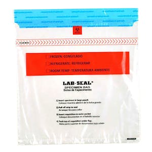 10" x 10" x 1.8mil Lab-Loc® Specimen Bags with Removable Biohazard Symbol