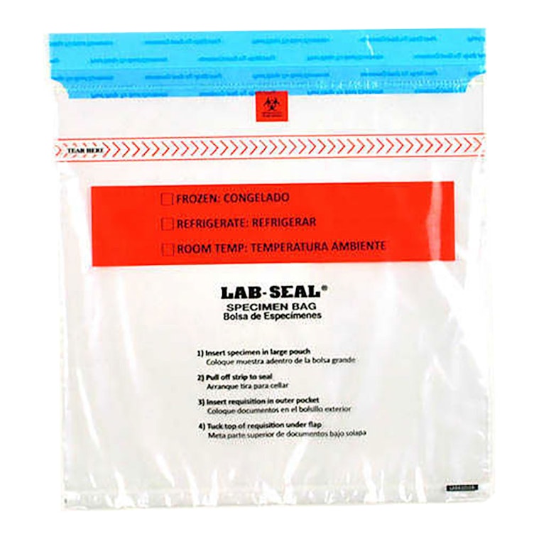 15" x 17" x 1.8mil Lab-Loc® Specimen Bags with Removable Biohazard Symbol