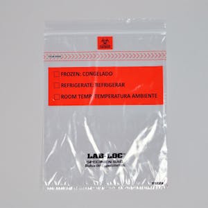 8" x 10" x 1.75mil Lab-Loc® Specimen Bags with Removable Biohazard Symbol- Clear