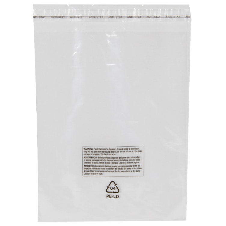 16" x 24" + 1.5" Lip x 1.5 mil Resealable Lip & Tape LDPE Bags with Suffocation Warning - Vented