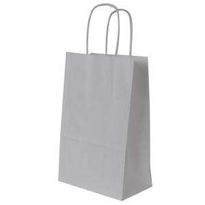 5-1/2" W x 8-3/8" L + 3-1/4" BG White Kraft Paper Bags with Twisted Handles - Case of 250