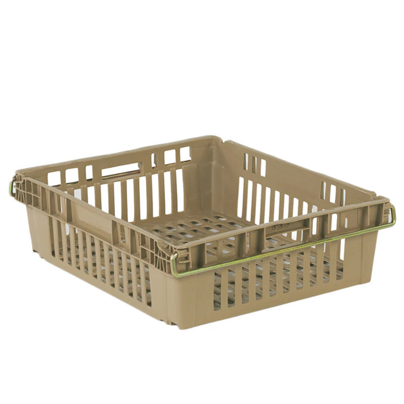 24" L x 20.3" W x 6.8" Hgt. Beige Stack-N-Nest Ventilated Agricultural Containers
